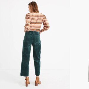 MADEWELL Slim Emmett Wide-Leg Crop Pants: Corduroy Edition - Smoky Spruce